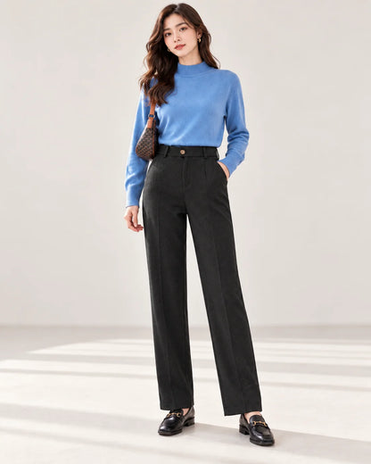 Textured High-Waist Trousers